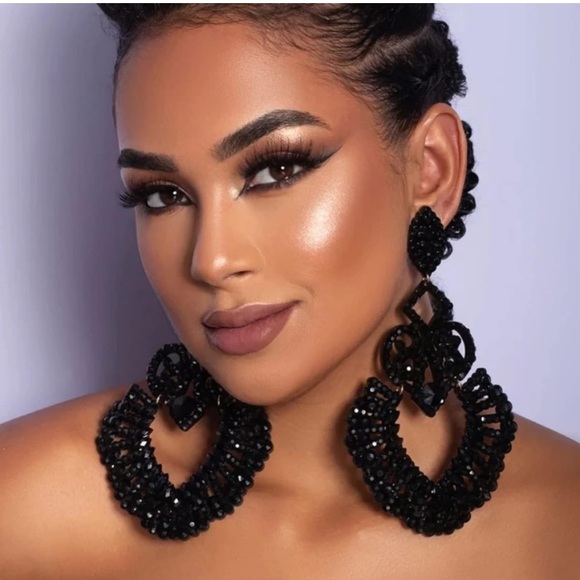 Jewelry - Oversized Black Chandelier Earrings